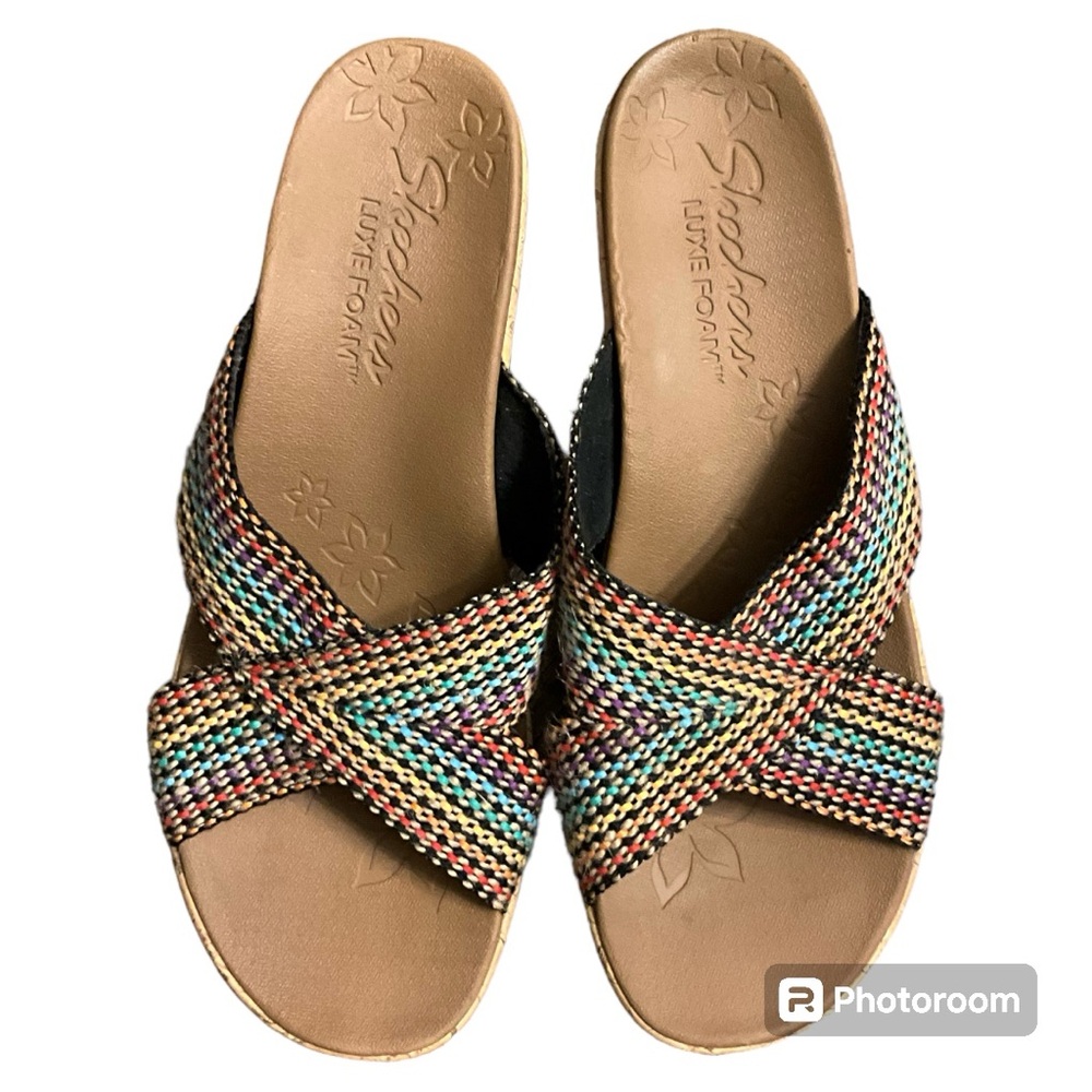 Skechers Beverlee Delighted Wedge Sandal Size 10 Cali Luxe Color Tan